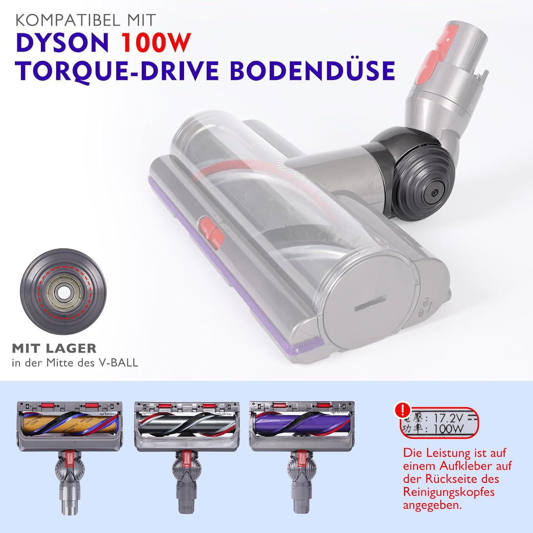 Ersatz-Ballrad + Staubsaugerkopfanschluss für Dyson V10 V11 V15 Ersatzteile, 100W High Torque Staubs