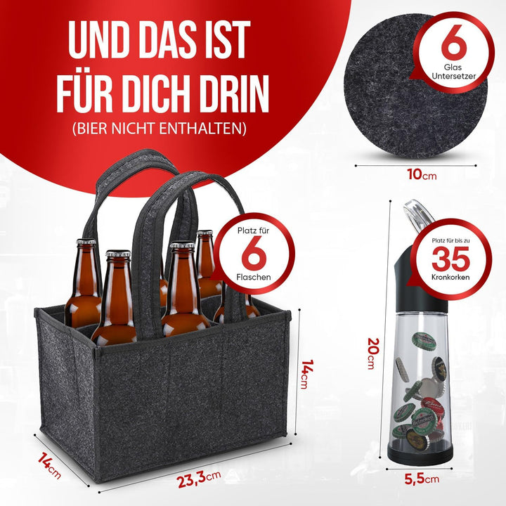 wortek Geschenkset Männer Geschenke Geburtstag - Männerhandtasche Bier Flaschenöffner mit Auffangbeh
