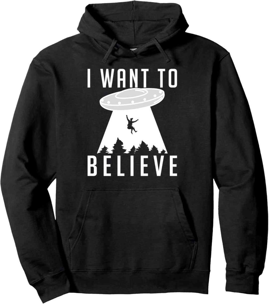 Lustiges Herren I want to believe Aliens UFO Entführung Pullover Hoodie