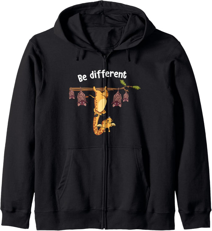 Be Different Sei Anders Giraffe mit Fledermäusen Kapuzenjacke