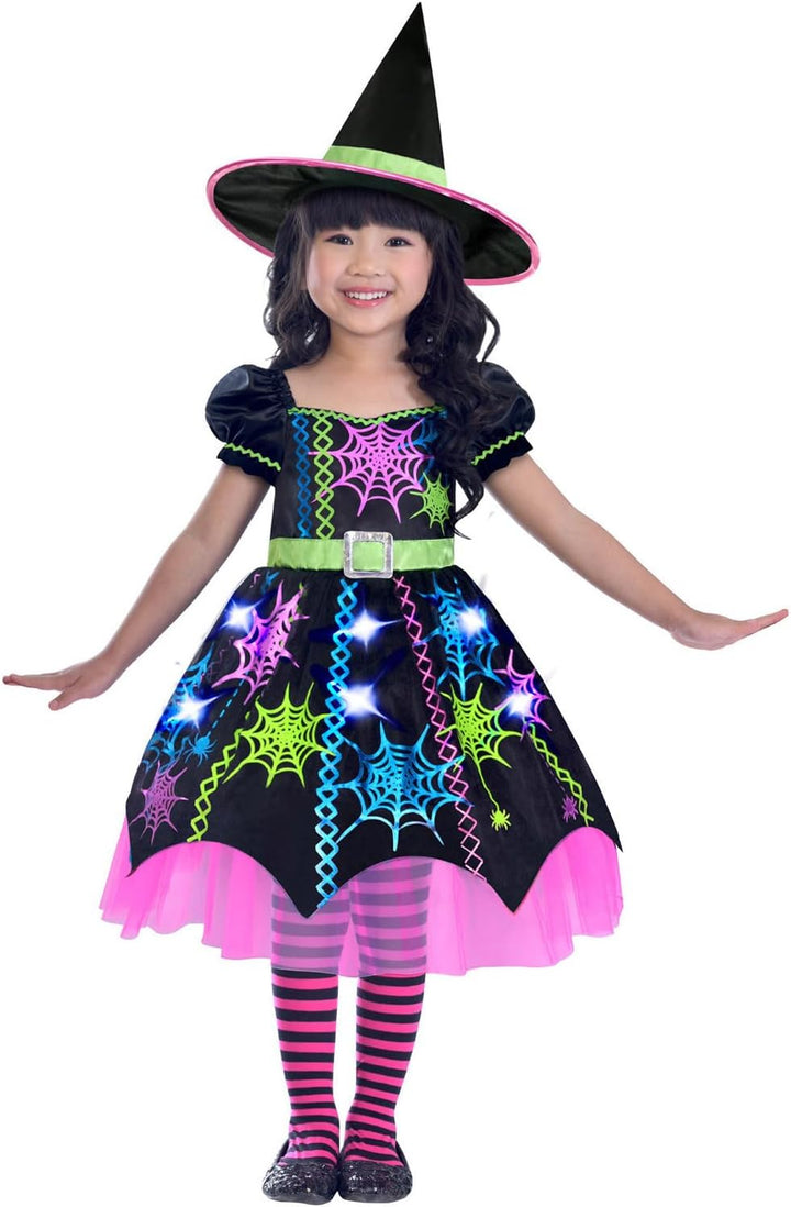 Amscan - Kinderkostüm Spinnenhexe, Kleid und Hexenhut, Mottoparty, Karneval, Halloween 3-4 Jahre, 3-