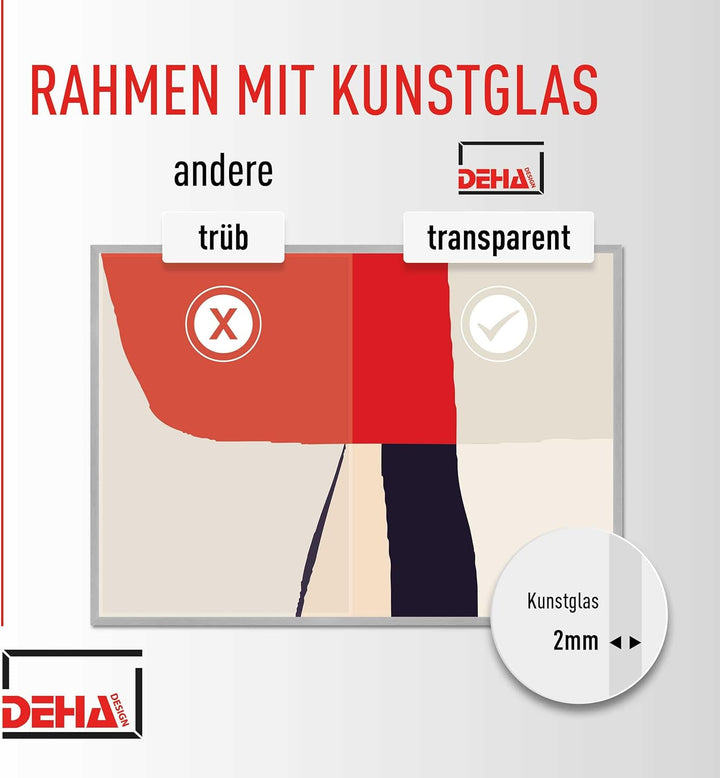 DEHA Design Bilderrahmen Tribeca, 60x90 cm, Aluminium Grau Matt, bruchsicheres Acrylglas, für Poster