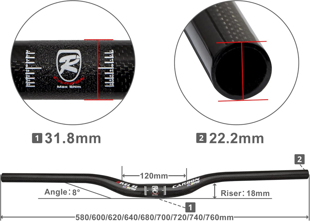 Carbon Downhill-Lenker, Mountainbike-Fahrer, MTB-Lenker 31,8, glauben Riser Bars Fahrradlenker 76 cm