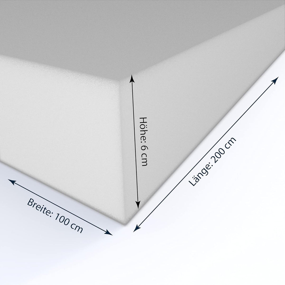 MSS e.K. Schaumstoffplatte Polster Auflage Topper - 200 x 100 x 6 cm - RG27/45 6 cm 100 x 200 cm, 6