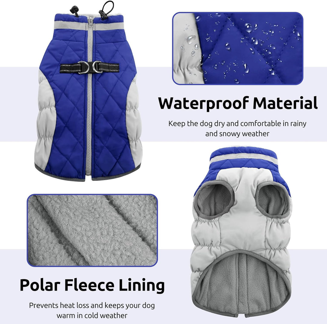 CITÉTOILE Hundemantel Winter,Hundejacke mit Geschirr, Wasserdicht Hundemantel mit Fleece Gefütterte