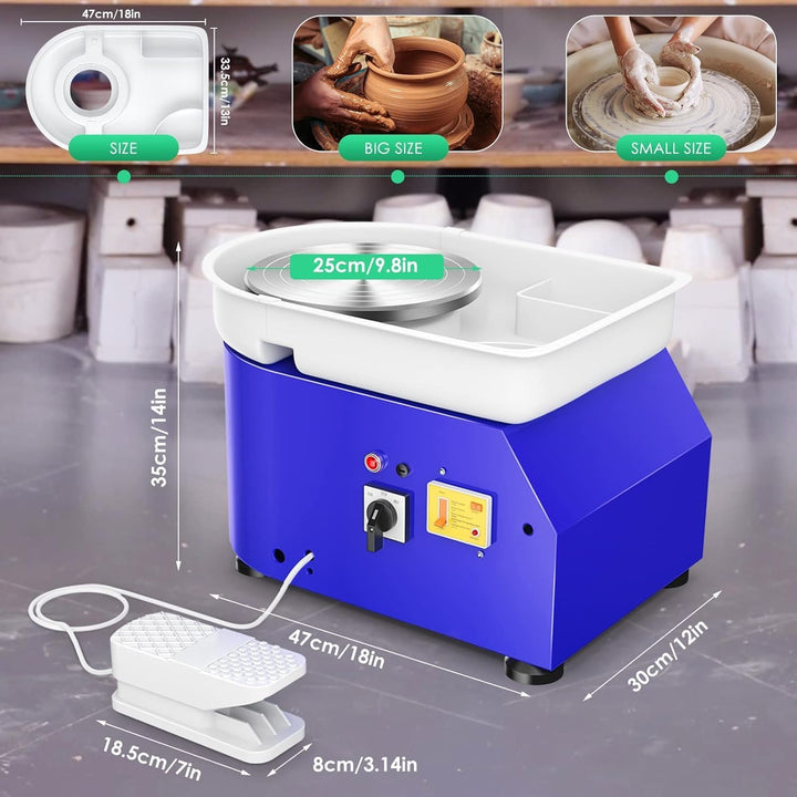 Kotsy Töpferscheibe Maschine 350W,Elektrische Töpferscheibe 25CM Plattenteller,Keramik Clay Maschine