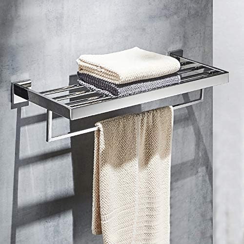 Handtuchablage, 60 cm Badetuchstange aus Edelstahl, Chrom, Chrom