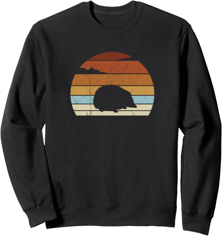 Retro 80er Igel Silhouette vor Vintage Sonnenuntergang Sweatshirt