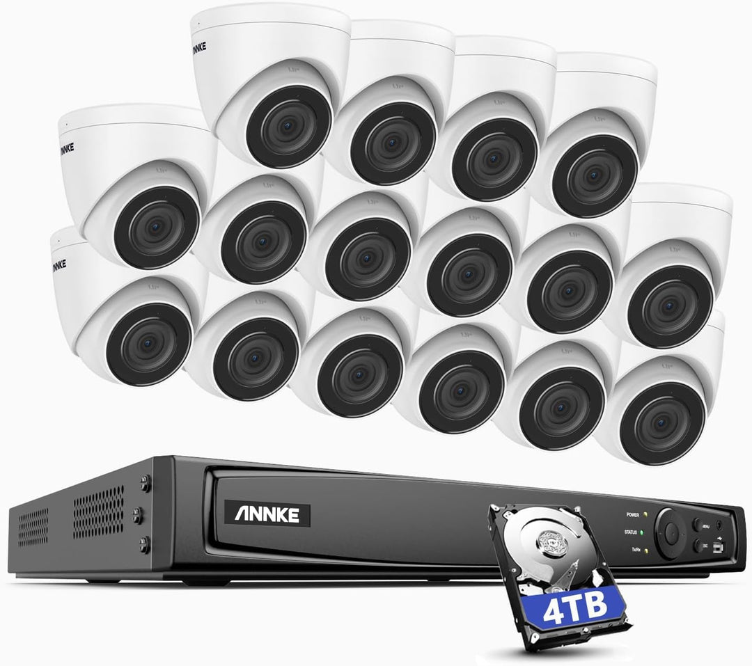 ANNKE H500 5MP PoE Überwachungskamera Set, Überwachungskamera System 16CH NVR 4TB Festplatte mit 16X