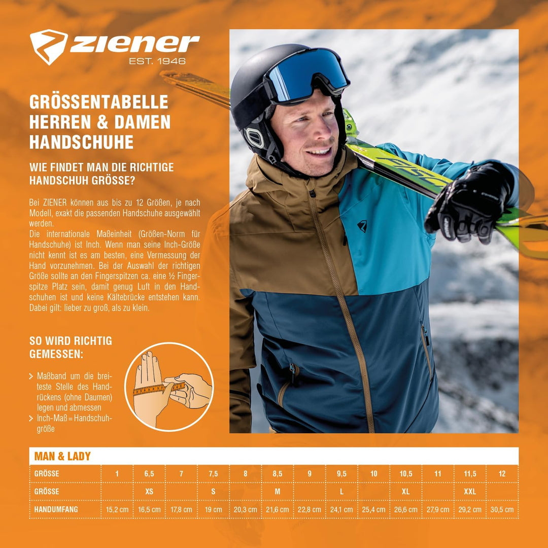 Ziener Herren Gabino Ski-Handschuhe/Wintersport |warm, Atmungsaktiv schwarz (black) 7.5, schwarz (bl