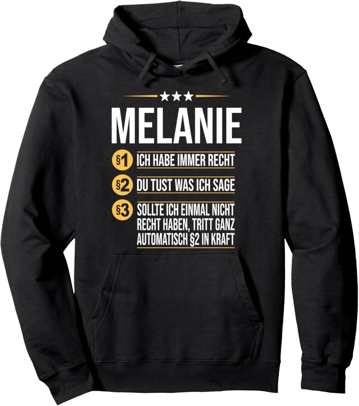 Melanie Vorname Geschenk-Idee Geburtstag Namensgeschenk Pullover Hoodie