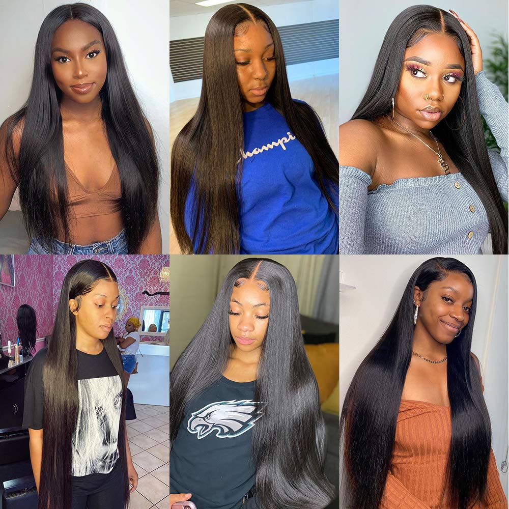 32 pouces 13X4 Transparent Lace Front Wig 180 Densité Msgem Brésilien Droite HD Dentelle Perruques p