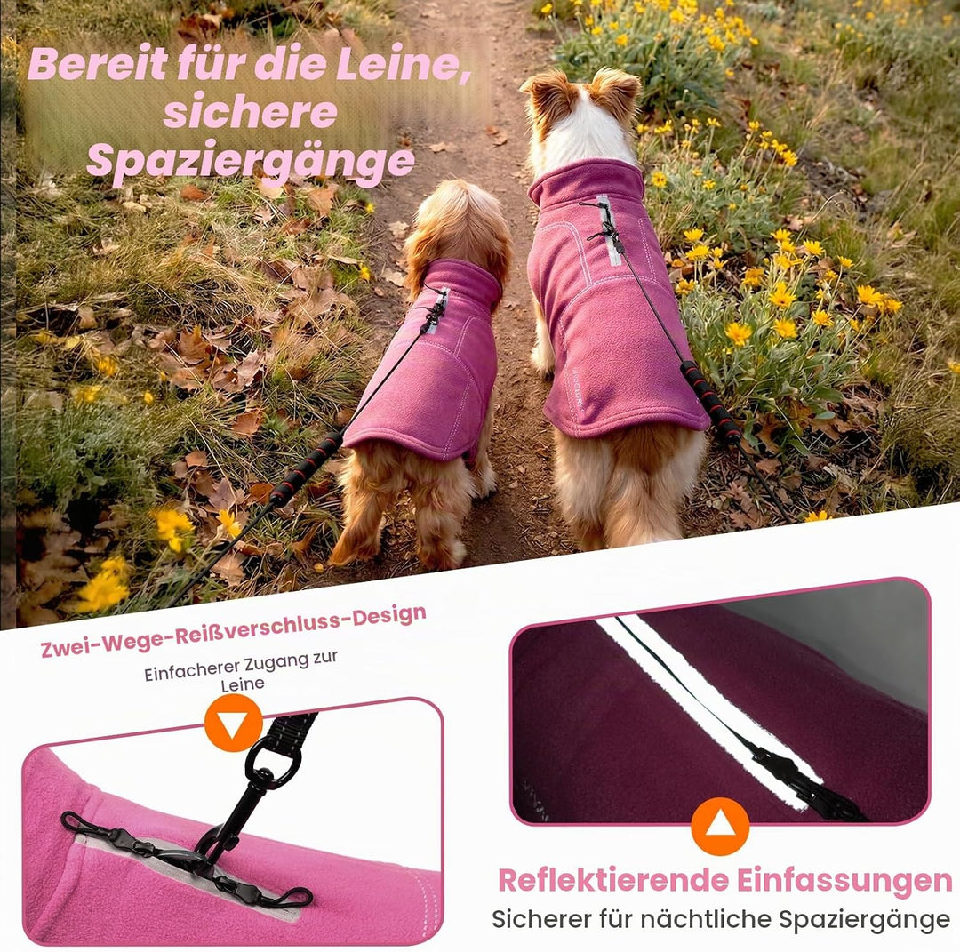 VIVAGLORY Hunde-Fleeceweste, Hundepullover für Kaltes Wetter für Grosse Hunde, Verstellbare Winterkl