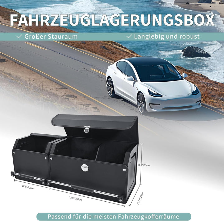 Auto Kofferraum Organizer mit Deckel – 2-in-1 Modulares XXL-Aufbewahrungsbox, Multifunktionaler Koff