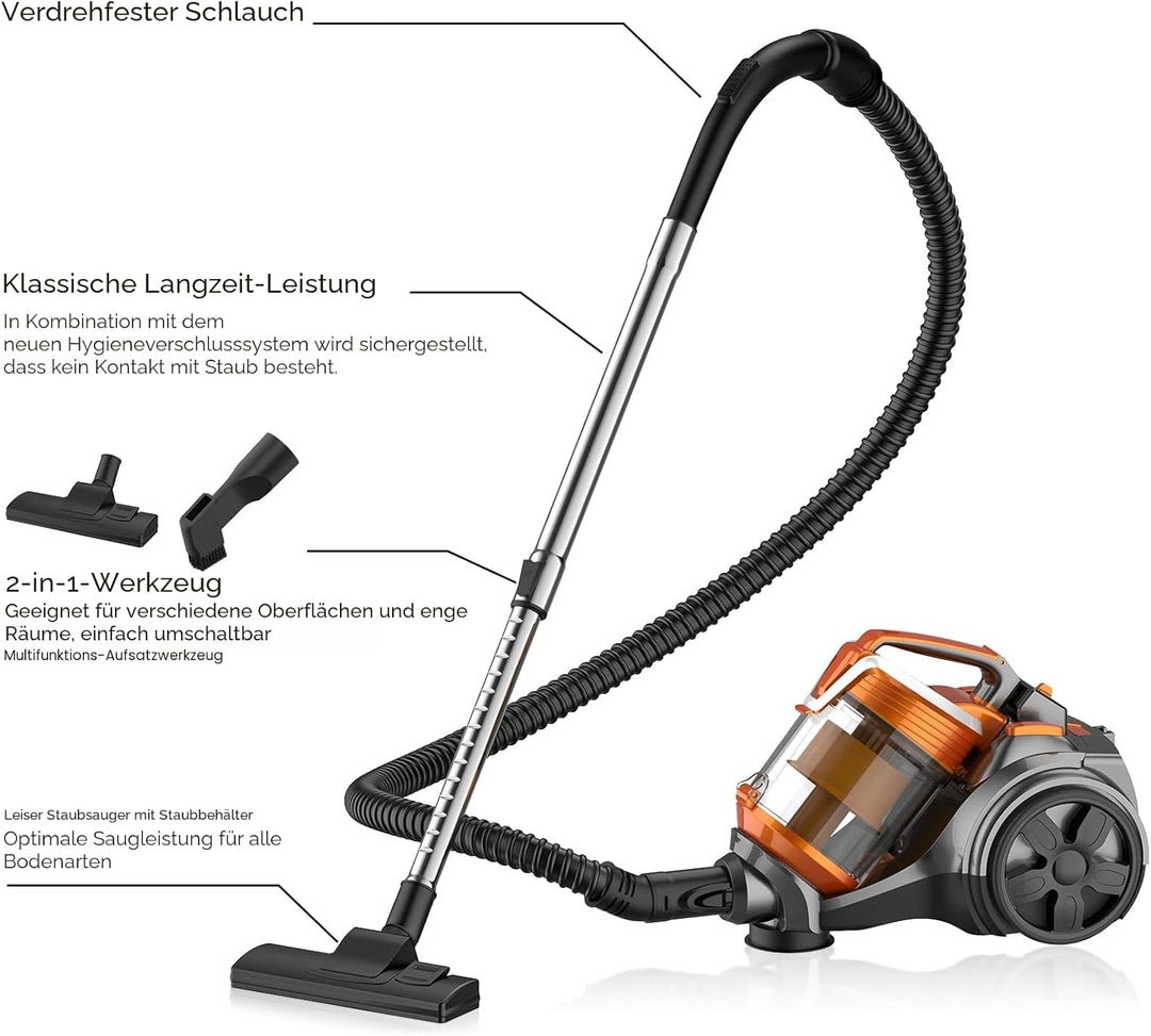 Beutelloser Staubsauger ohne Beutel, 3600W Staubsauger Beutellos, Staubsaugers Starke Saugleistung 1