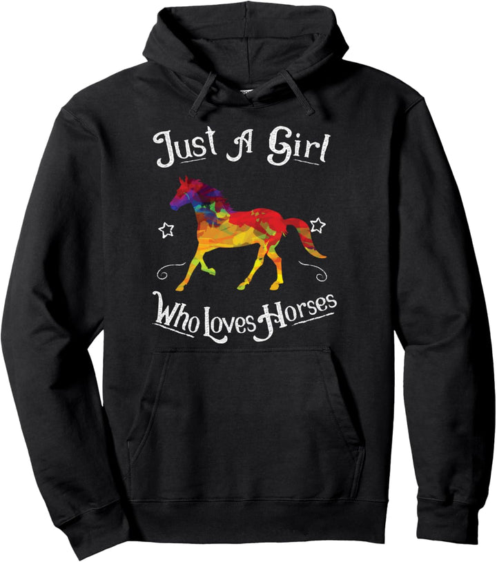 Just a Girl who Loves Horses, Cute Girl Riding Rider Woman Pullover Hoodie