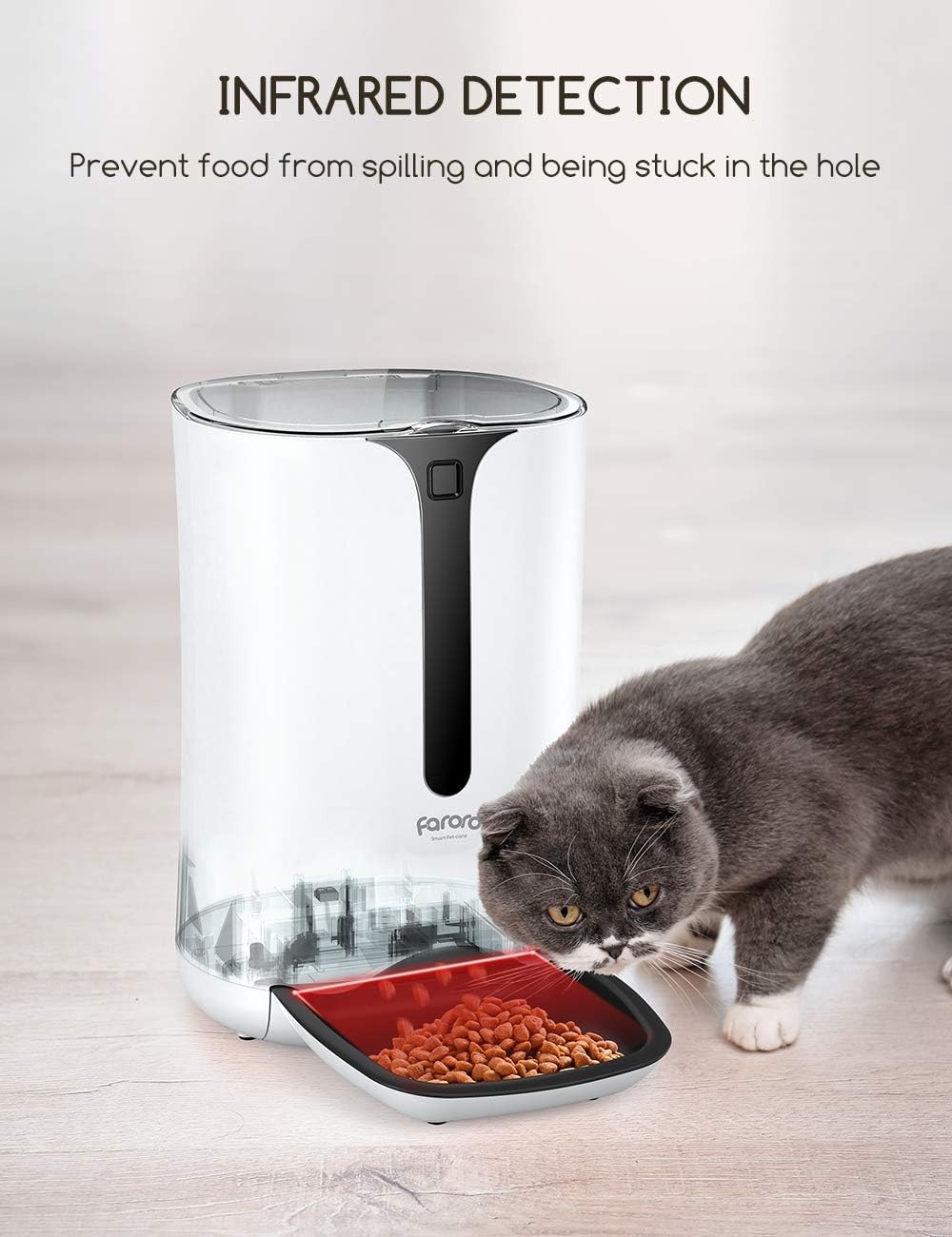 Faroro Futterautomat Katze mit Timer-Zuführung 7L Automatischer Futterautomat mit Portionskontrolle