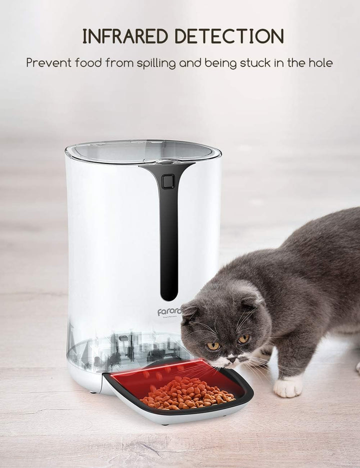 Faroro Futterautomat Katze mit Timer-Zuführung 7L Automatischer Futterautomat mit Portionskontrolle