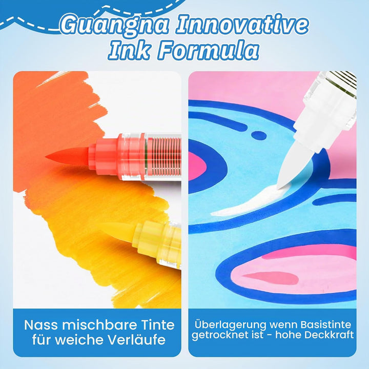 Guangna 240 Farben Acrylstifte Marker Set für Stoff, Leinwand, Glas, Holz und Papier, 240