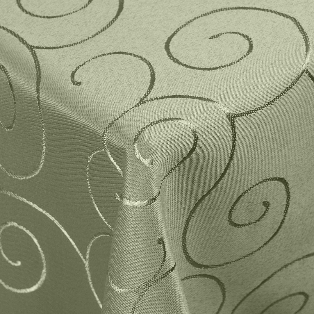 Kringel/Circle Tafeldecke Form, Grösse &amp; Farbe wählbar- Eckig 130 x 340 cm - Hellgrün Damast Tischde