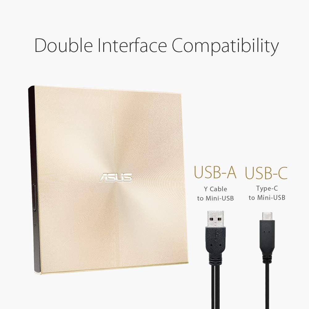 Asus ZenDrive U9M externer DVD-Brenner (für Apple MacBook &amp; Windows PCs/Notebooks, inkl. USB-C Kabel