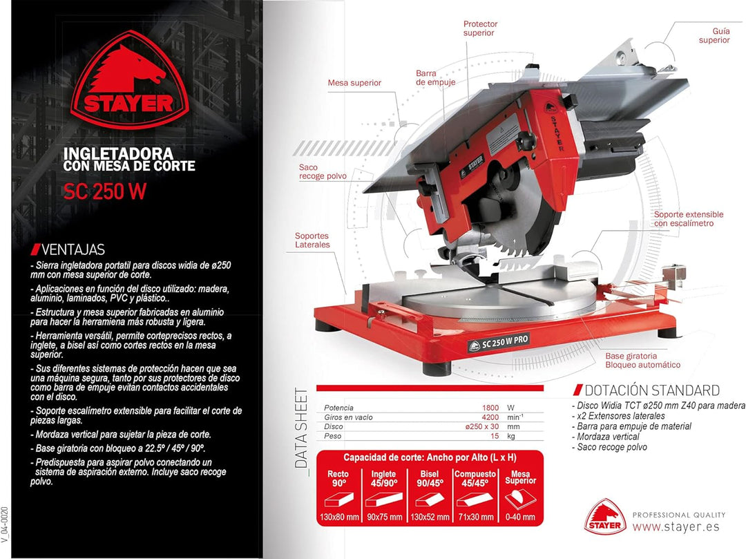 Stayer Profesional Sc 250 W Pro Gehrungssäge, 1.500 W