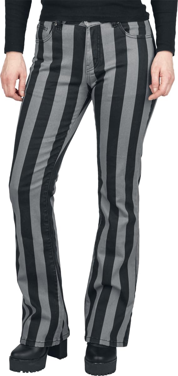 Gothicana by EMP Damen schwarz-grau gestreifte Hose W30L34