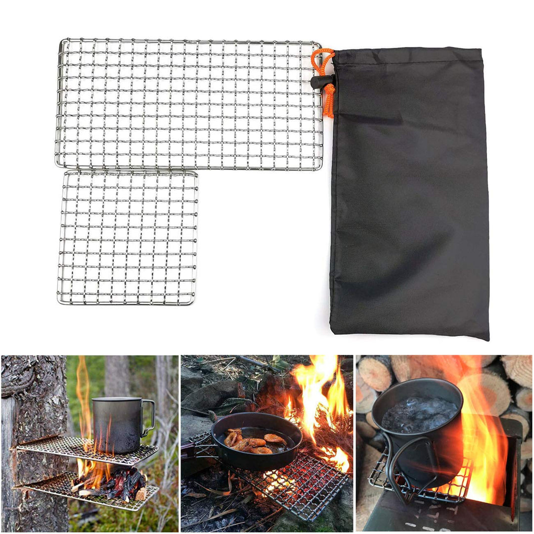 Rayeeley Bushcraft Grills Backpacker Grills, Lagerfeuer Kochen, Grillrost, hochfeste Outdoor-Netzaus