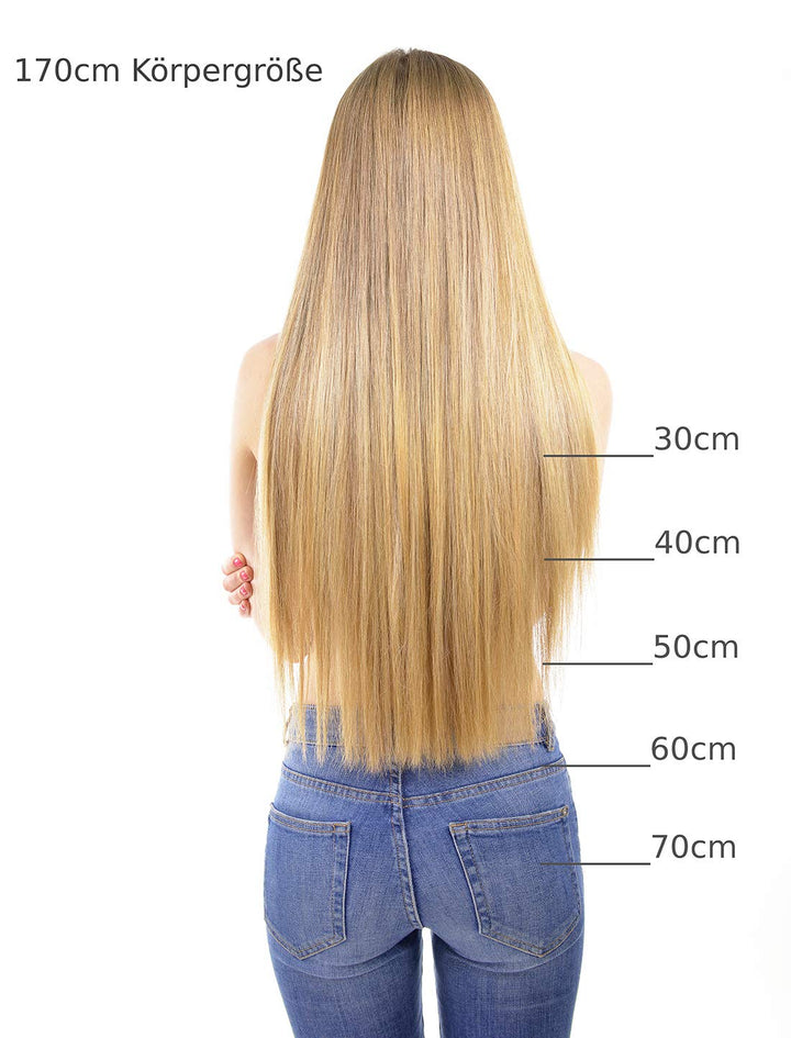 hair2heart Premium Nanoring Extensions Echthaar glatt - 25 Strähnen 0.8g 50cm 4/0 mittelbraun 50cm 2