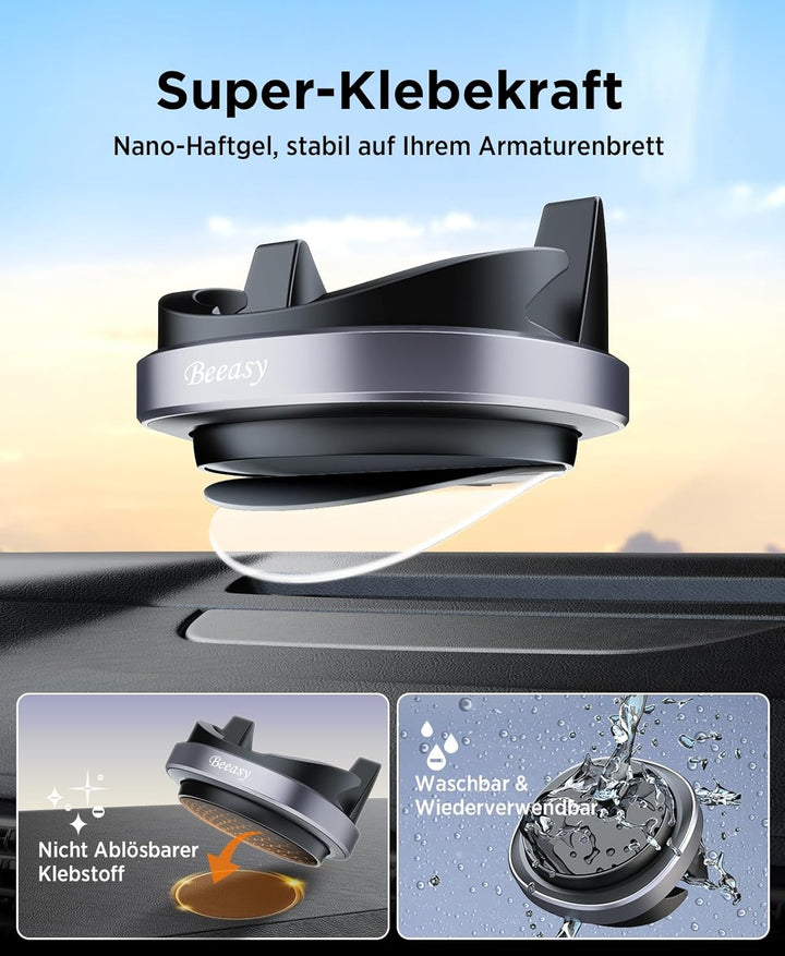 Beeasy Handyhalterung Auto Armaturenbrett, Silikon Handy Halterung Auto 360 Drehbar, Universal Kfz A