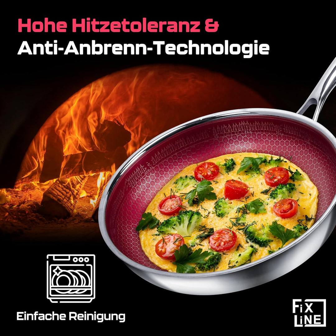 FIXLINE® Black Forest 2er Set Pfanne &amp; Wok 28cm - Natürliche keramische Beschichtung - Alle Herdarte