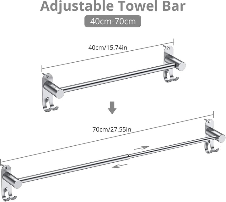 TANiCE Handtuchhalter 40-70cm einstellbar Edelstahl Handtuchstange wandmontage Badetuchhalter Handtu