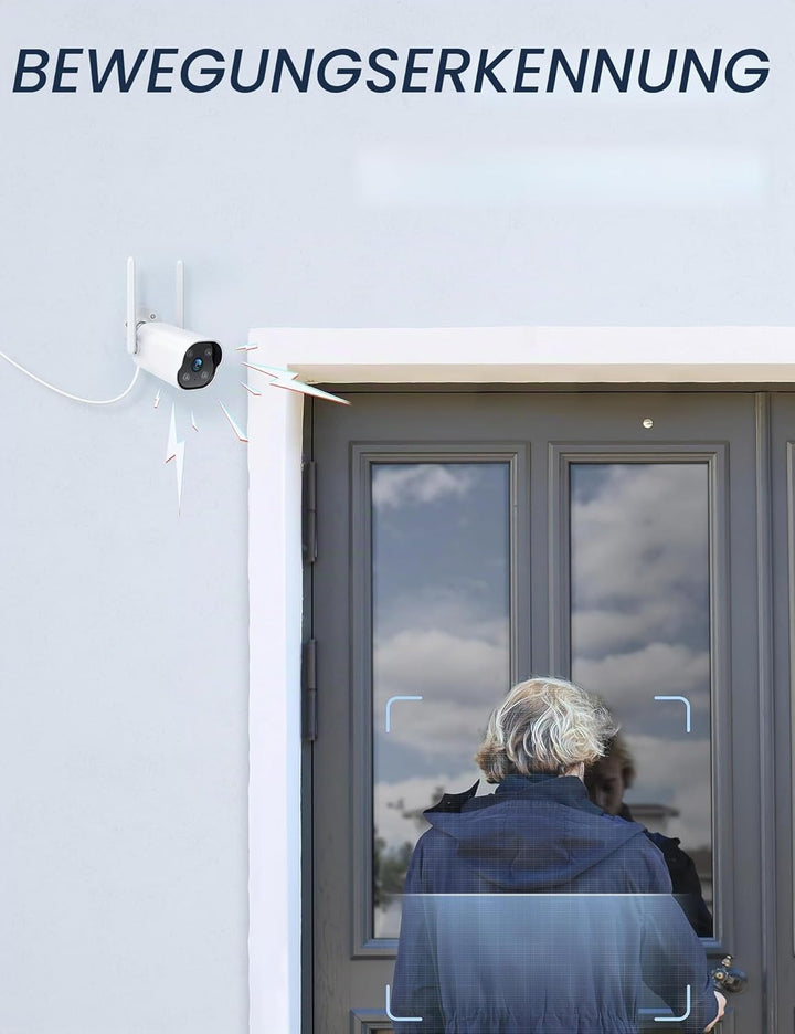 GNCC 2er-Pack WLAN-Überwachungskameras, kabelgebundene 2K-Aussenkameras, Nachtsicht, IP65 wasserdich