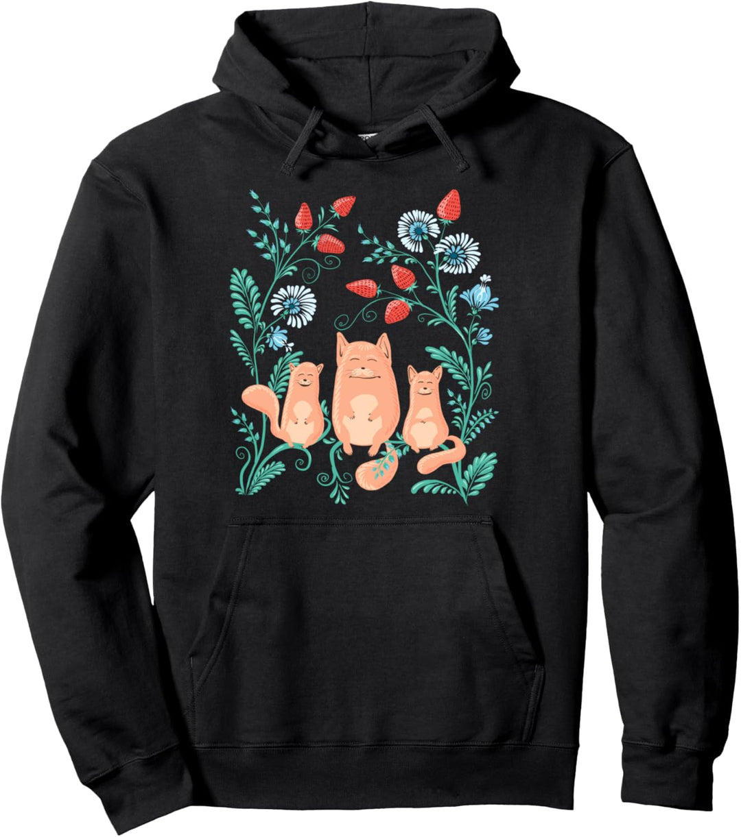 Magic Foxes Süsse Blumenmuster Vintage Ukrainischer Vyshyvanka-Stil Pullover Hoodie