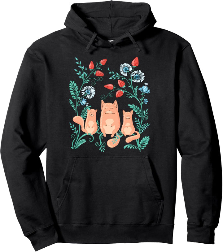 Magic Foxes Süsse Blumenmuster Vintage Ukrainischer Vyshyvanka-Stil Pullover Hoodie