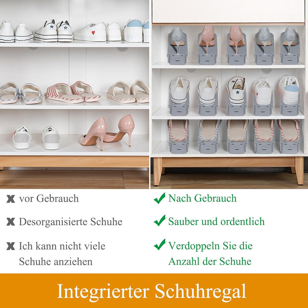 XMTECH 20 Stück Stapelschuhhalter DREI Höhen Einstellbar Schuhaufsteller Praktische Aufbewahrung Pla