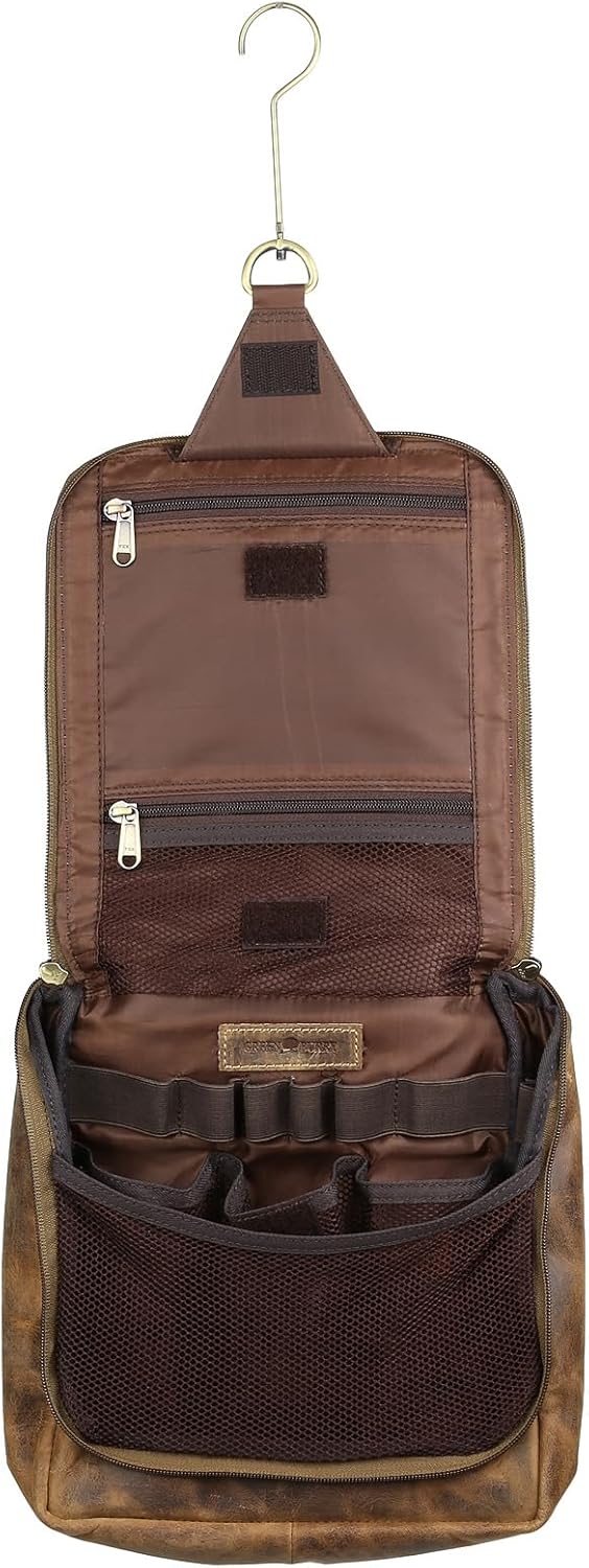 Greenburry – Vintage Kosmetiktasche Rindsleder Reisezubehör 1735-25, Braun, Einheitsgrösse, Braun, b