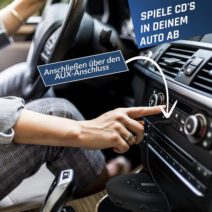 KLIM Speaker + CD Player mit Lautsprecher + NEU 2024 + Wiederaufladbarer Akku + Tragbarer CD-Spieler