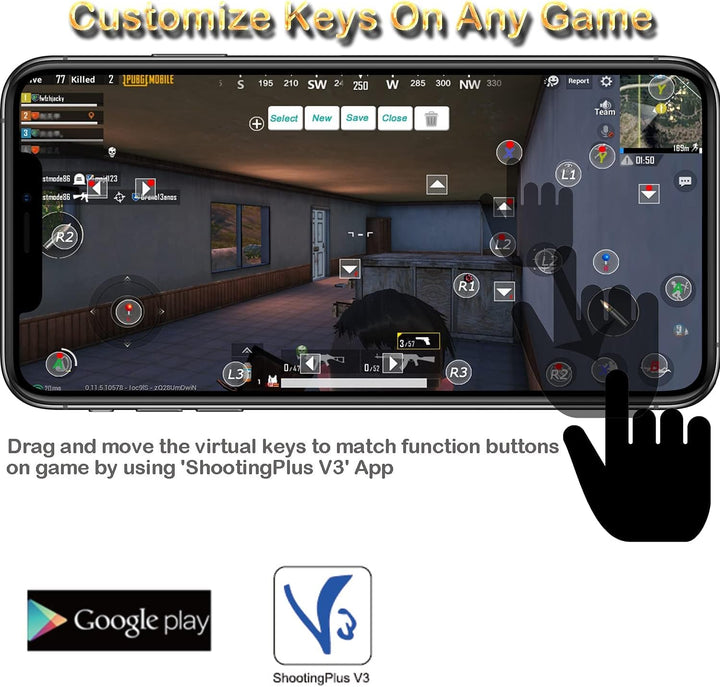 Megadream Android Controller Bluetooth, Wireless Key Mapping Gamepad Joystick für PUBG & COD & mehr,