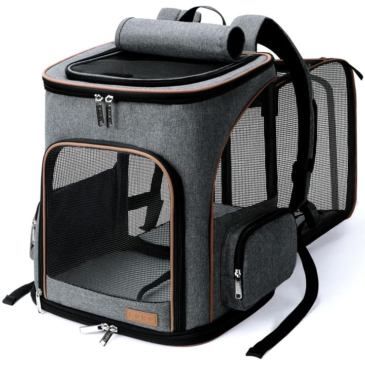 Lekesky Gross Katzenrucksack Hunderucksack für Katzen und Hunde bis 8-10kg, Erweiterbar Faltbare Hau