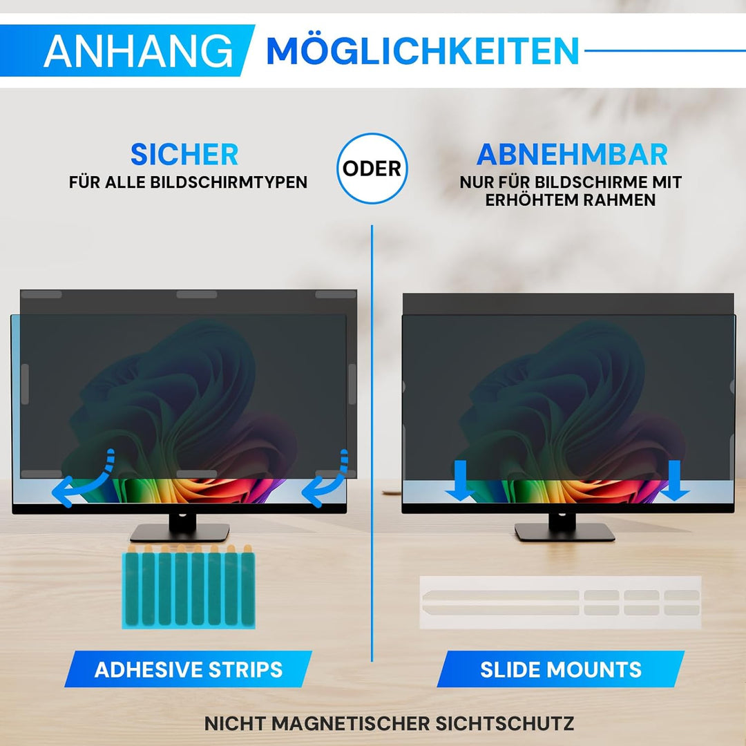 32 Zoll Computer Bildschirm Blickschutzfilter für 16:9 Breitbild Monitor, Abnehmbarer Computer Bilds