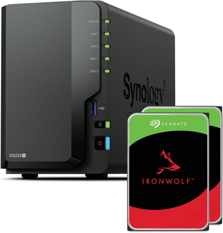 Synology DS225+ 16TB (Seagate Ironwolf 2x8TB) 2-Bay Plus Serie - Intel Celeron J4125 Quad-Core, 2 GB