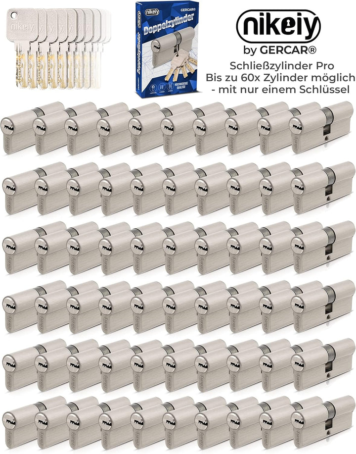 GERCAR Pro Gleichschliessend 3x Schliesszylinder 35/40 Set 3 Profilzylinder inkl. 15 Schlüssel - 75