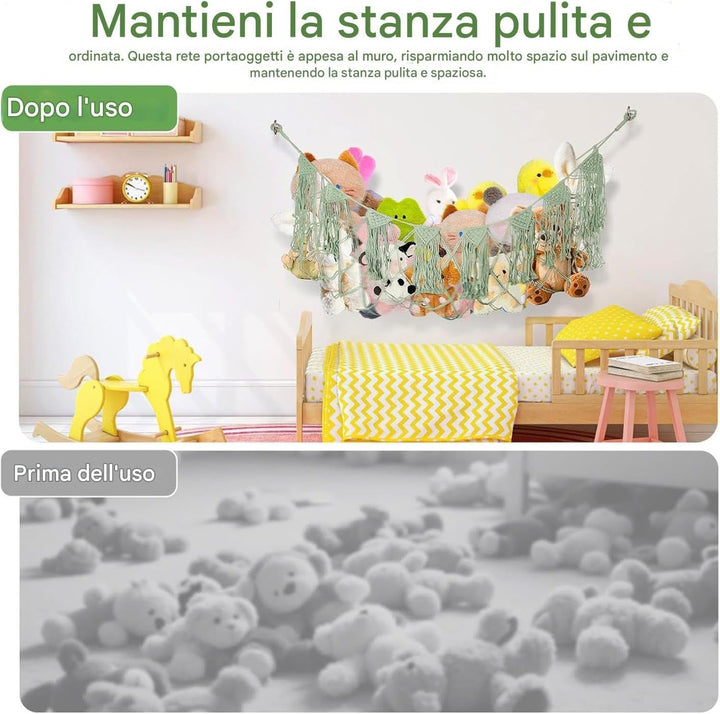 Hängematte für Plüschtiere | Ästhetischer Wand-Organizer - Stricknetz für Plüschpuppen Organizer für