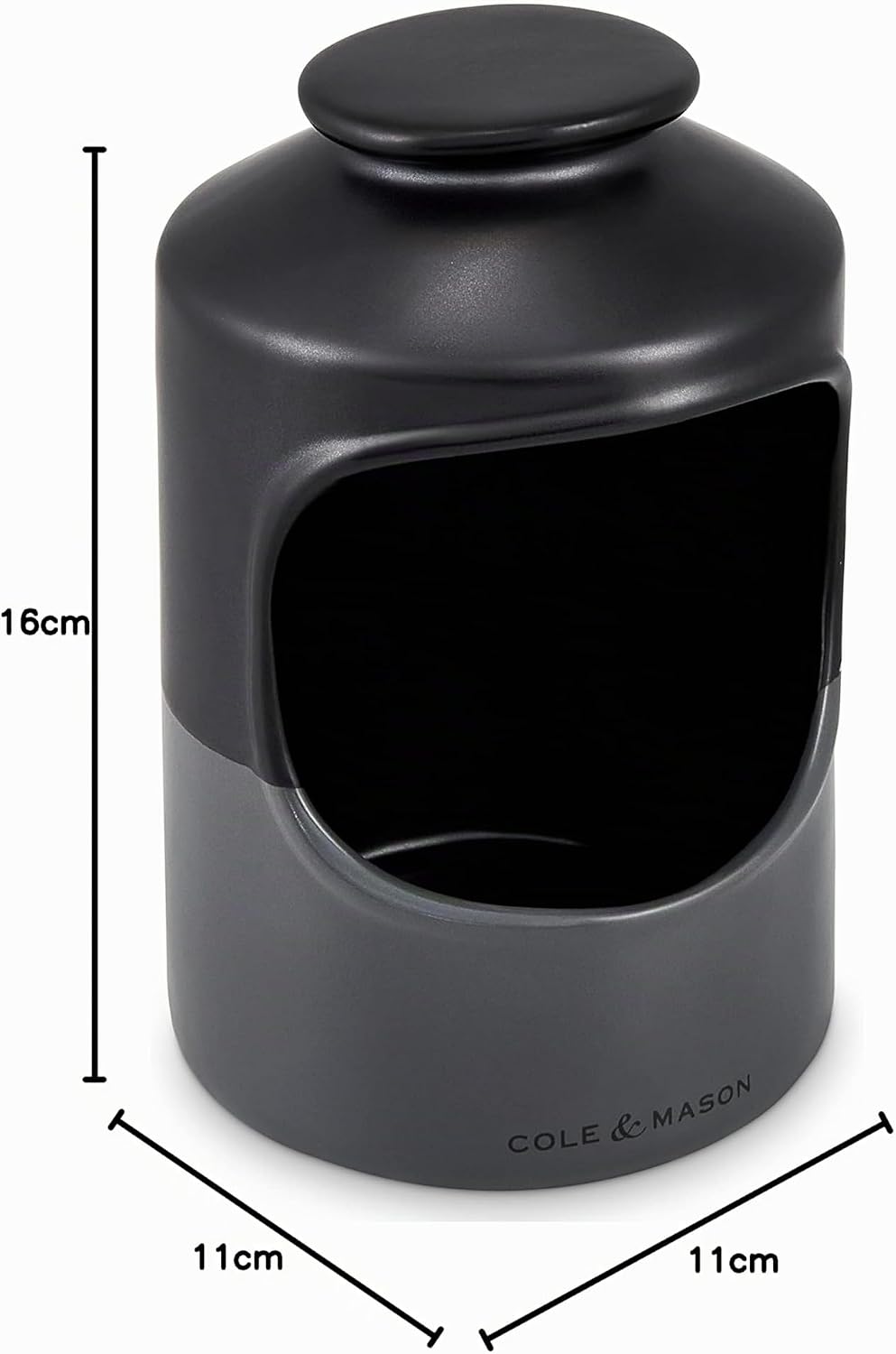Cole &amp; Mason H822136 Strethall Salzbehälter aus Keramik, Schwarz/Grau/Braun, 163mm x 110mm, Salzdose
