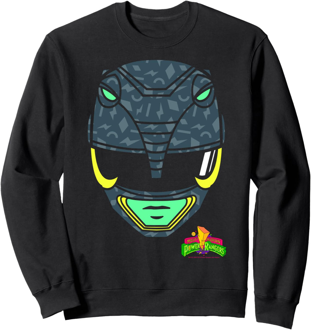 Power Rangers Black Ranger Retro Print Big Face Sweatshirt