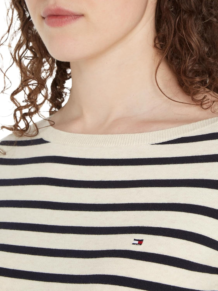 Tommy Hilfiger Damen Pullover Strickpullover XXL Grosse Grössen Tall Beige (Breton Stp/ Calico/ Dese