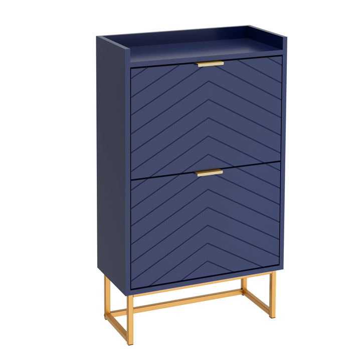 UEV Schuhschrank mit 2 Klappen Schmal, Schuhkipper für Flur Wohnzimmer, Schuhkommode mit Kippschutz,