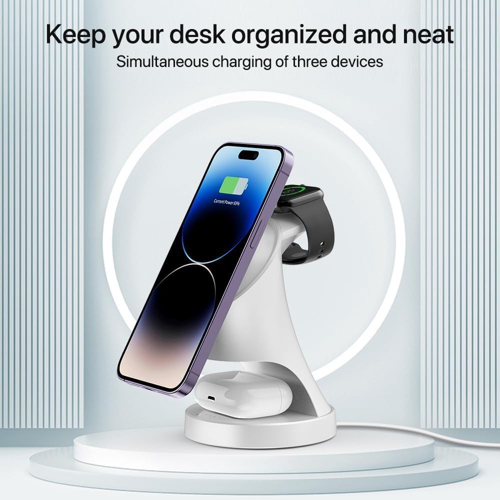 Ladestation für Apple Watch und iPhone, 3 in 1 Wireless Charger Induktive Ladestation/Kabelloses Lad