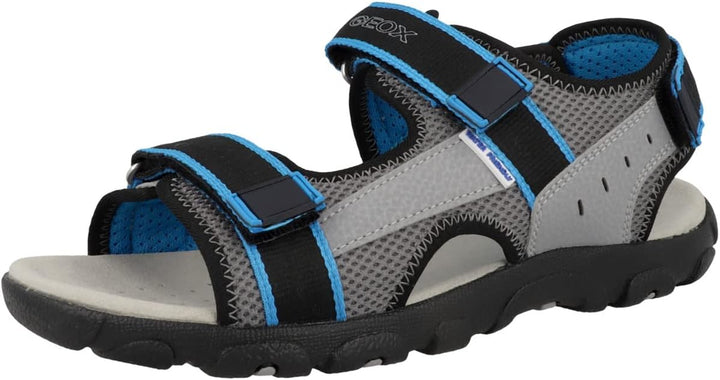 Geox Jungen Jr Strada Sandal 26 EU Dk Grey Lt Blue, 26 EU Dk Grey Lt Blue